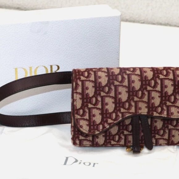 CHRISTIAN DIOR Oblique Saddle Belt Bag Burgundy 05-RU-1129 - Picture 7 of 15